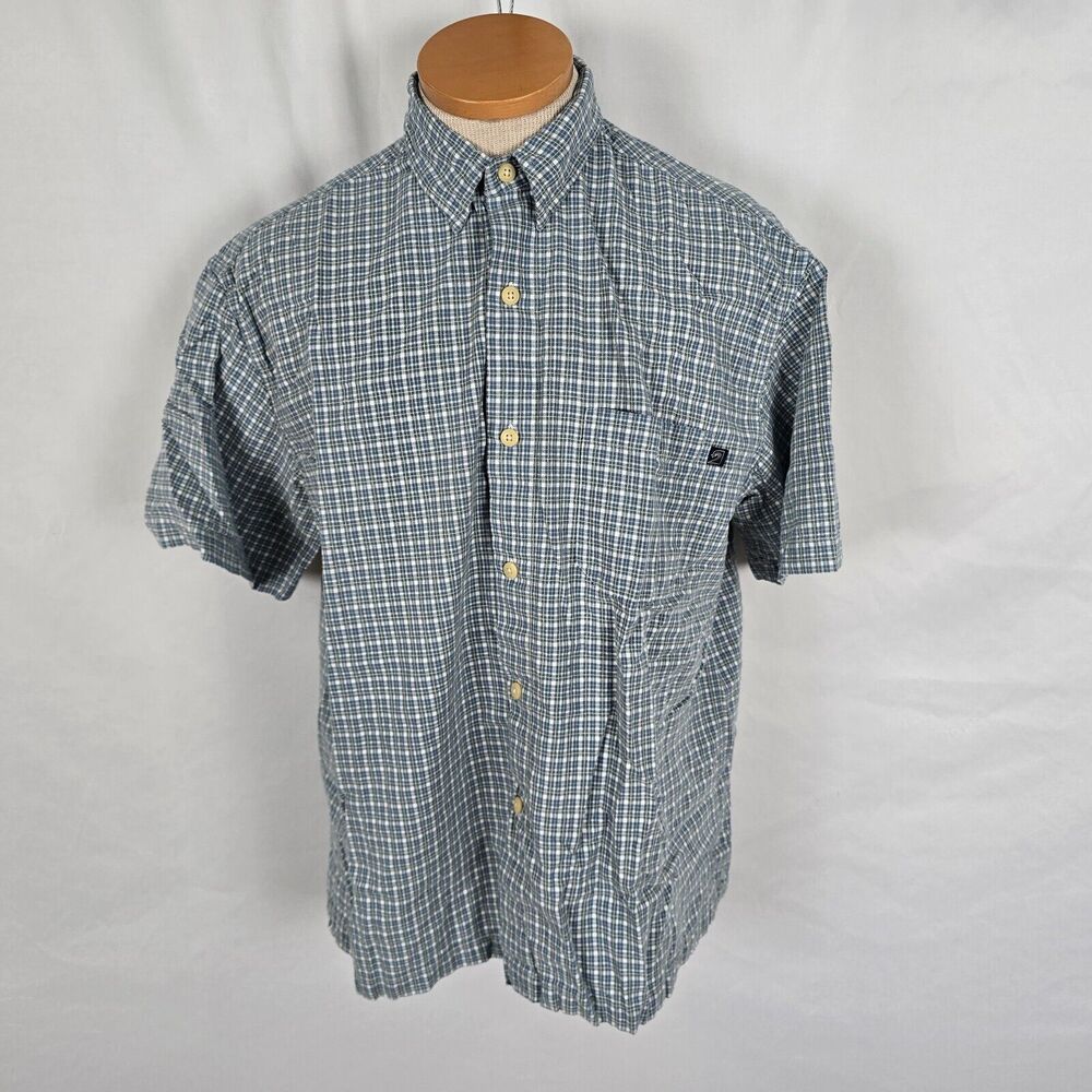 American Eagle Shirt Men's M Blue Plaid Surf Betty Button Up Short Sleeve Collar
